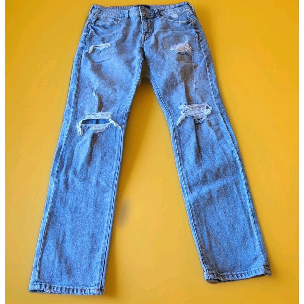 Aeropostale Men's Blue Denim Lined Rips Slim Jeans 32X34 tag meas 33X33 Stretch